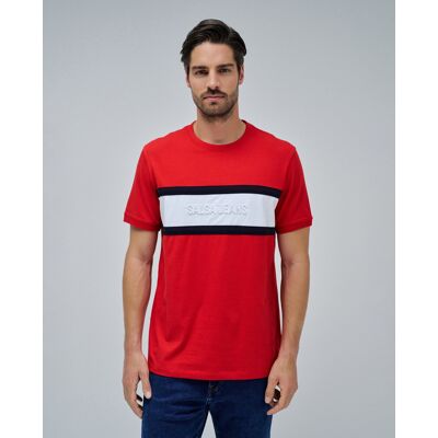 Salsa Jeans - Camiseta de hombre tricolor. Rojo / Blanco M Salsa Jeans - Camiseta de hombre tricolor. Rojo / Blanco M