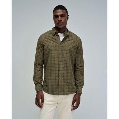 Salsa Jeans - Camisa de hombre de bombazina a cuadros. Verde Oliva L Salsa Jeans - Camisa de hombre de bombazina a cuadros. Verde Oliva L