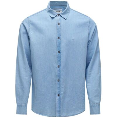 Salsa Jeans - Camisa de hombre en denim ligero. Azul L Salsa Jeans - Camisa de hombre en denim ligero. Azul L