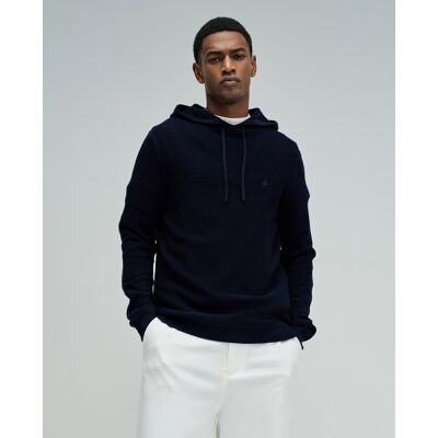 Salsa Jeans - Sudadera con capucha de hombre en tejido texturizado. Azul marino L Salsa Jeans - Sudadera con capucha de hombre en tejido texturizado. Azul marino L
