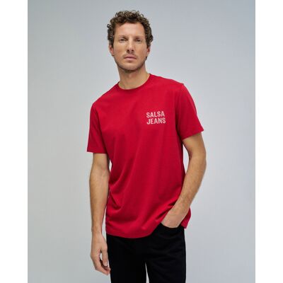 Salsa Jeans - Camiseta de Manga corta de hombre con branding. Rojo XL Salsa Jeans - Camiseta de Manga corta de hombre con branding. Rojo XL