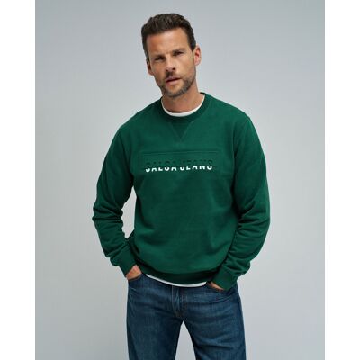 Salsa Jeans - Sudadera sin capucha de hombre con branding. Verde oscuro S Salsa Jeans - Sudadera sin capucha de hombre con branding. Verde oscuro S