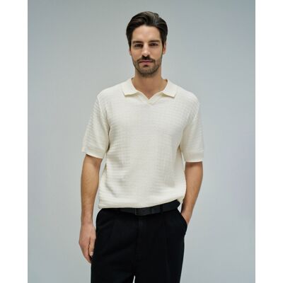 Salsa Jeans - Polo de hombre de manga corta en punto tricotado. Natural XXL Salsa Jeans - Polo de hombre de manga corta en punto tricotado. Natural XXL