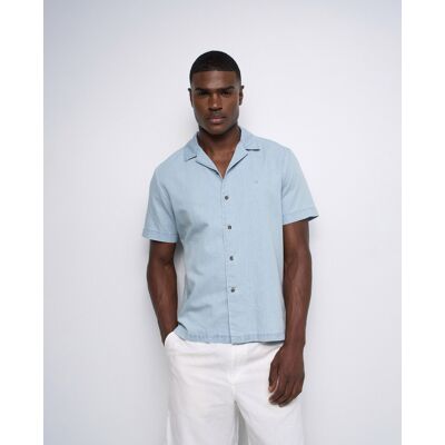 Salsa Jeans - Camisa de manga corta en denim ligero de hombre. Azul M Salsa Jeans - Camisa de manga corta en denim ligero de hombre. Azul M