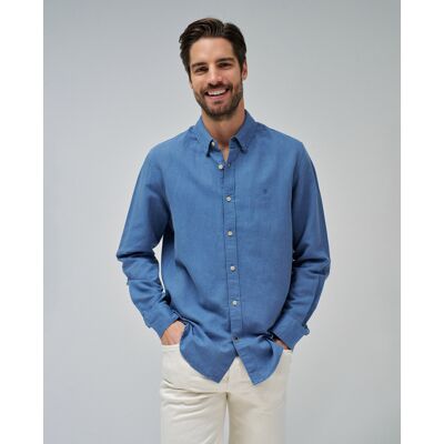 Salsa Jeans - Camisa de hombre con mezcla de lino. Azul XL Salsa Jeans - Camisa de hombre con mezcla de lino. Azul XL