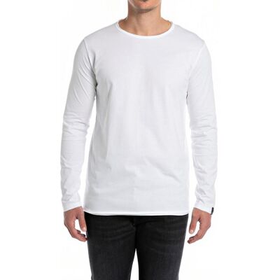 Replay - Camiseta de hombre de manga larga y cuello redondo. Blanco 3XL Replay - Camiseta de hombre de manga larga y cuello redondo. Blanco 3XL