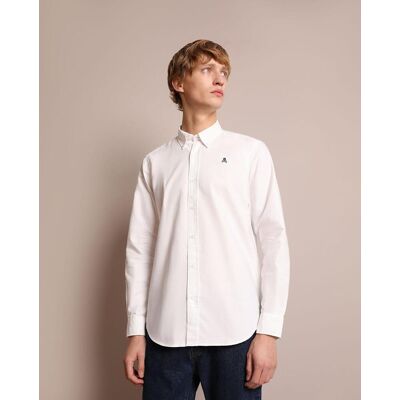 Scalpers - Camisa Oxford de hombre regular fit lisa. Blanco XXL Scalpers - Camisa Oxford de hombre regular fit lisa. Blanco XXL
