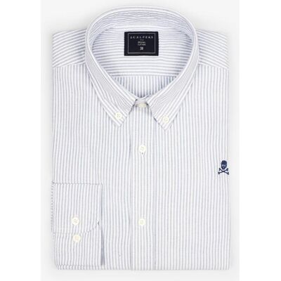 Scalpers - Camisa Oxford de hombre regular fit de rayas. Azul claro M Scalpers - Camisa Oxford de hombre regular fit de rayas. Azul claro M