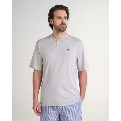 El Búho Nocturno - Camiseta de pijama corta de hombre de punto color azul. Gris L El Búho Nocturno - Camiseta de pijama corta de hombre de punto color azul. Gris L