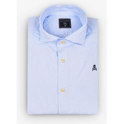 Scalpers - Camisa de vestir de hombre regular fit con microestampado de cuadros. Azul claro 41 Scalpers - Camisa de vestir de hombre regular fit con microestampado de cuadros. Azul claro 41