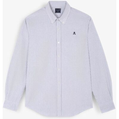 Scalpers - Camisa Oxford de hombre regular fit de rayas. Azul oscuro XL Scalpers - Camisa Oxford de hombre regular fit de rayas. Azul oscuro XL