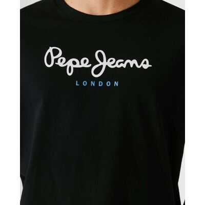 Pepe Jeans - Camiseta de hombre logo estampado fit regular. Negro XXL Pepe Jeans - Camiseta de hombre logo estampado fit regular. Negro XXL