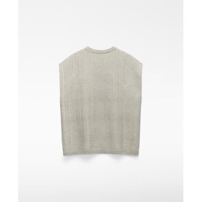 Adolfo Dominguez - Jersey de hombre tipo chaleco oversize con textura de rafia. Natural L Adolfo Dominguez - Jersey de hombre tipo chaleco oversize con textura de rafia. Natural L