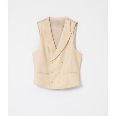 PuroEgo - Chaleco cruzado vestir slim fit de hombre. Crema 46 PuroEgo - Chaleco cruzado vestir slim fit de hombre. Crema 46