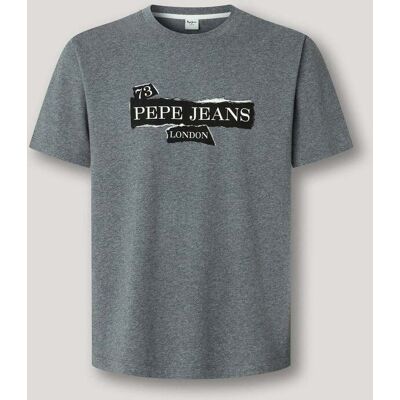 Pepe Jeans - Camiseta de hombre logo estampado fit regular. Gris M Pepe Jeans - Camiseta de hombre logo estampado fit regular. Gris M