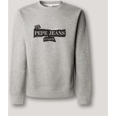 Pepe Jeans - Sudadera de hombre cuello redondo fit regular. Gris XS Pepe Jeans - Sudadera de hombre cuello redondo fit regular. Gris XS