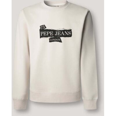 Pepe Jeans - Sudadera de hombre cuello redondo fit regular. Blanco XXL Pepe Jeans - Sudadera de hombre cuello redondo fit regular. Blanco XXL