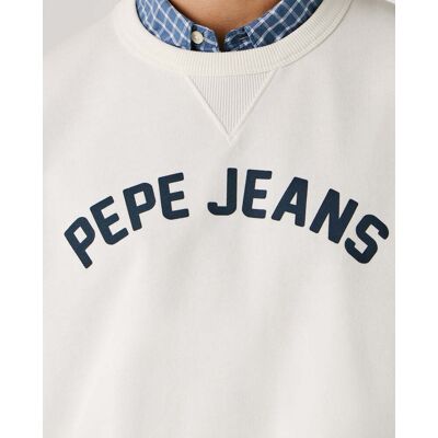 Pepe Jeans - Sudadera de hombre con cuello redondo con logo. Blanco XL Pepe Jeans - Sudadera de hombre con cuello redondo con logo. Blanco XL