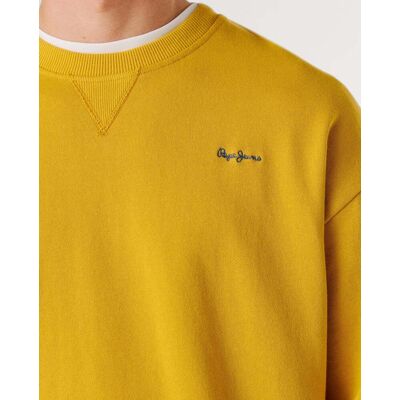 Pepe Jeans - Sudadera de hombre con cuello redondo con logo. Amarillo XL Pepe Jeans - Sudadera de hombre con cuello redondo con logo. Amarillo XL