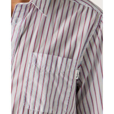 Pepe Jeans - Camisa de hombre popelín rayas fit regular. Blanco L Pepe Jeans - Camisa de hombre popelín rayas fit regular. Blanco L