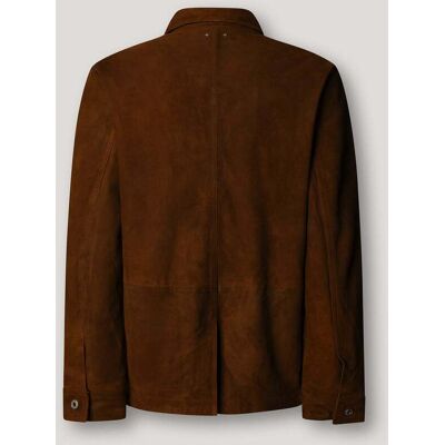 Pepe Jeans - Cazadora de hombre de ante con cierre abotonado. Marrón XS Pepe Jeans - Cazadora de hombre de ante con cierre abotonado. Marrón XS