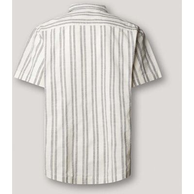 Pepe Jeans - Camisa de hombre rayas con cuello cubano. Blanco S Pepe Jeans - Camisa de hombre rayas con cuello cubano. Blanco S