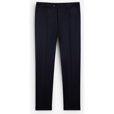Scalpers - Pantalón de traje de hombre regular fit de rayas. Azul marino 42 Scalpers - Pantalón de traje de hombre regular fit de rayas. Azul marino 42