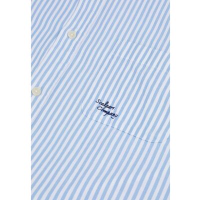 Scalpers - Camisa de hombre regular fit a rayas con bolsillo. Azul S Scalpers - Camisa de hombre regular fit a rayas con bolsillo. Azul S