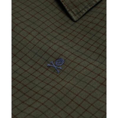 Scalpers - Camisa de cuadros de hombre con cuello clásico y logo bordado a contraste. Verde L Scalpers - Camisa de cuadros de hombre con cuello clásico y logo bordado a contraste. Verde L