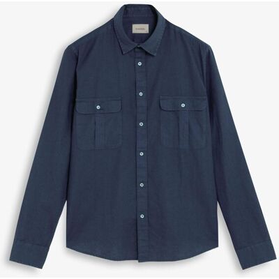 Scalpers - Camisa de hombre regular fit con bolsillos en el pecho. Navy L Scalpers - Camisa de hombre regular fit con bolsillos en el pecho. Navy L