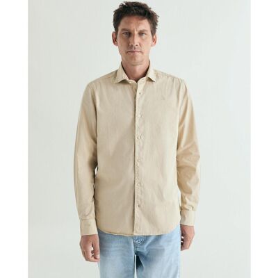 Scalpers - Camisa de hombre regular fit lisa. Beige L Scalpers - Camisa de hombre regular fit lisa. Beige L