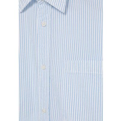 Scalpers - Camisa de hombre de manga corta a rayas con bolsillo en el pecho. Blanco / Azul XXL Scalpers - Camisa de hombre de manga corta a rayas con bolsillo en el pecho. Blanco / Azul XXL