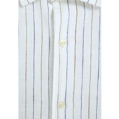 Scalpers - Camisa de lino de hombre slim fit a rayas. Blanco L Scalpers - Camisa de lino de hombre slim fit a rayas. Blanco L