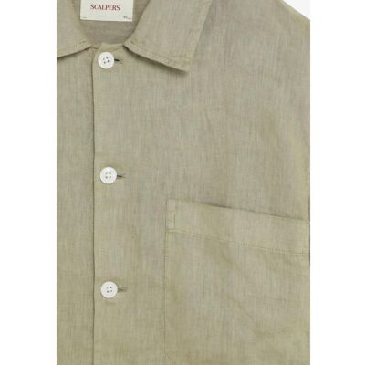 Scalpers - Camisa de lino de hombre relaxed fit con bolsillo en el pecho. Arena M Scalpers - Camisa de lino de hombre relaxed fit con bolsillo en el pecho. Arena M