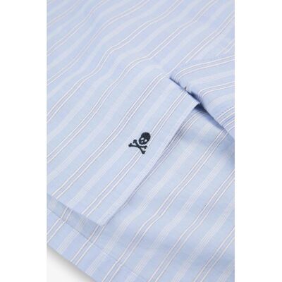 Scalpers - Camisa de hombre de manga corta a rayas. Azul 4XL Scalpers - Camisa de hombre de manga corta a rayas. Azul 4XL