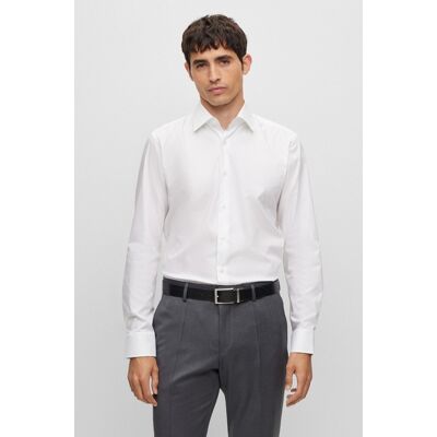 Boss - Camisa de hombre regular fit en popelín de algodón de planchado fácil. Blanco 41 Boss - Camisa de hombre regular fit en popelín de algodón de planchado fácil. Blanco 41