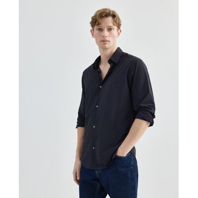 Armani - Camisa de hombre en nailon elástico regular fit. Azul marino S Armani - Camisa de hombre en nailon elástico regular fit. Azul marino S
