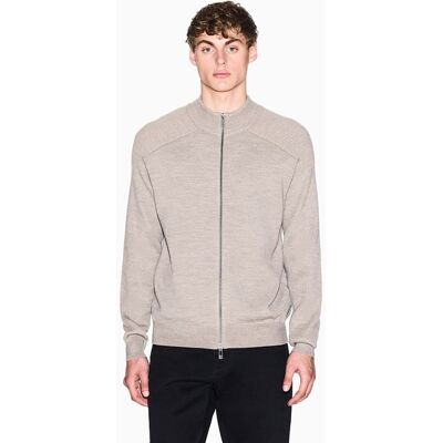 Armani - Cardigan de hombre cierre con cremallera y cuello alto. Beige M Armani - Cardigan de hombre cierre con cremallera y cuello alto. Beige M