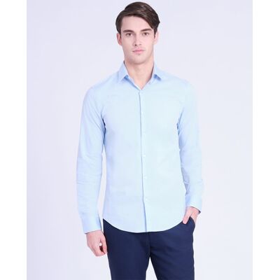 Calvin Klein - Camisa de Vestir Hombre fit slim en popelín. Azul claro 44 Calvin Klein - Camisa de Vestir Hombre fit slim en popelín. Azul claro 44