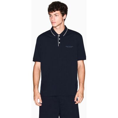 Armani - Polo en algodón elástico de hombre manga corta y ogo a otno. Azul marino L Armani - Polo en algodón elástico de hombre manga corta y ogo a otno. Azul marino L