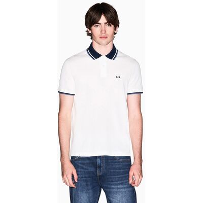 Armani - Polo de hombre manga corta con logo en el cuello. Blanco S Armani - Polo de hombre manga corta con logo en el cuello. Blanco S