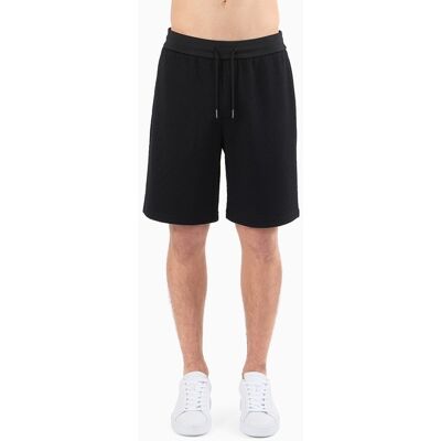 Armani - Bermuda de hombre con cintura elástica en jacquard de algodón. Negro L Armani - Bermuda de hombre con cintura elástica en jacquard de algodón. Negro L