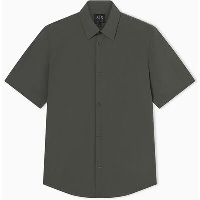Armani - Camisa de hombre en nylon elástico manga regular fit. Verde militar M Armani - Camisa de hombre en nylon elástico manga regular fit. Verde militar M