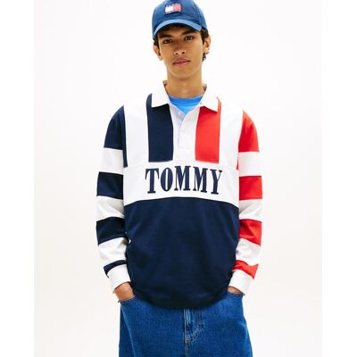 Tommy Jeans - Polo de hombre tipo rugby relaxed fit de . Azul marino M Tommy Jeans - Polo de hombre tipo rugby relaxed fit de . Azul marino M