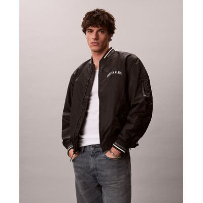 Calvin Klein - Chaqueta Bomber Hombre nylon con gráfico. Negro XS Calvin Klein - Chaqueta Bomber Hombre nylon con gráfico. Negro XS