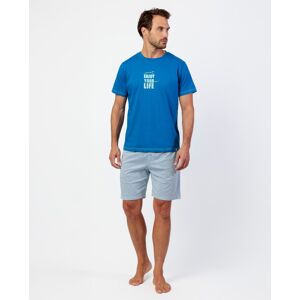 Admas - Pijama corto de hombre de punto de color azul. Azul M Admas - Pijama corto de hombre de punto de color azul. Azul M
