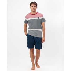 Admas - Pijama corto de hombre de punto de raya tejida en color azul marino. Azul marino M Admas - Pijama corto de hombre de punto de raya tejida en color azul marino. Azul marino M