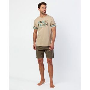 Admas - Pijama corto de hombre de punto de color camel. Camel M Admas - Pijama corto de hombre de punto de color camel. Camel M