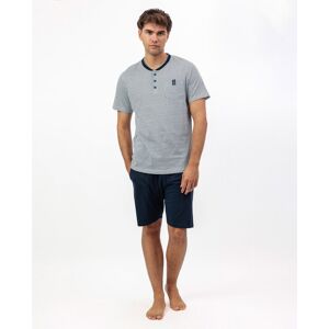 Admas - Pijama corto de hombre de punto de color azul. Azul M Admas - Pijama corto de hombre de punto de color azul. Azul M