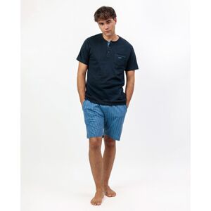 Admas - Pijama corto de hombre de punto de color azul marino. Azul marino M Admas - Pijama corto de hombre de punto de color azul marino. Azul marino M